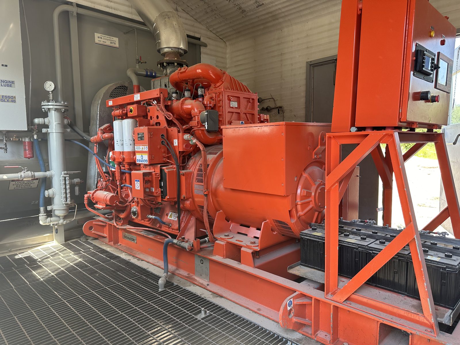 Interior of a natural gas generator enclosure.