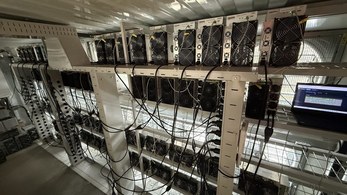 Interior rack of mining units with power distribution.